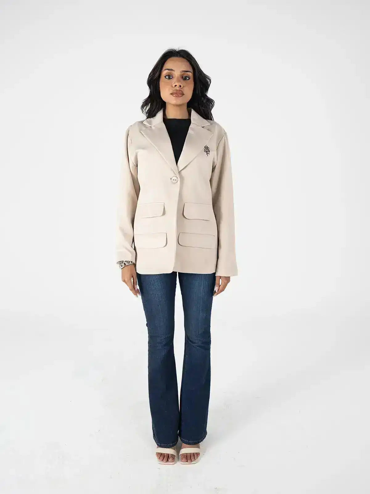 Beige Blazer with Arabic Calligraphy