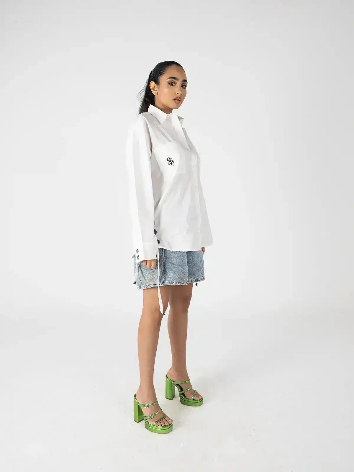 White Oversized shirt, cotton calligraphy shirt, Arabic print shirt