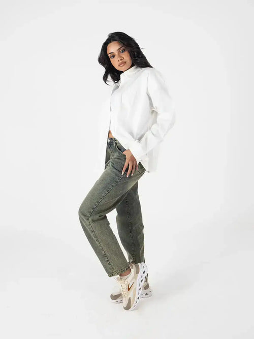 White women oversized , edgy cotton shirt