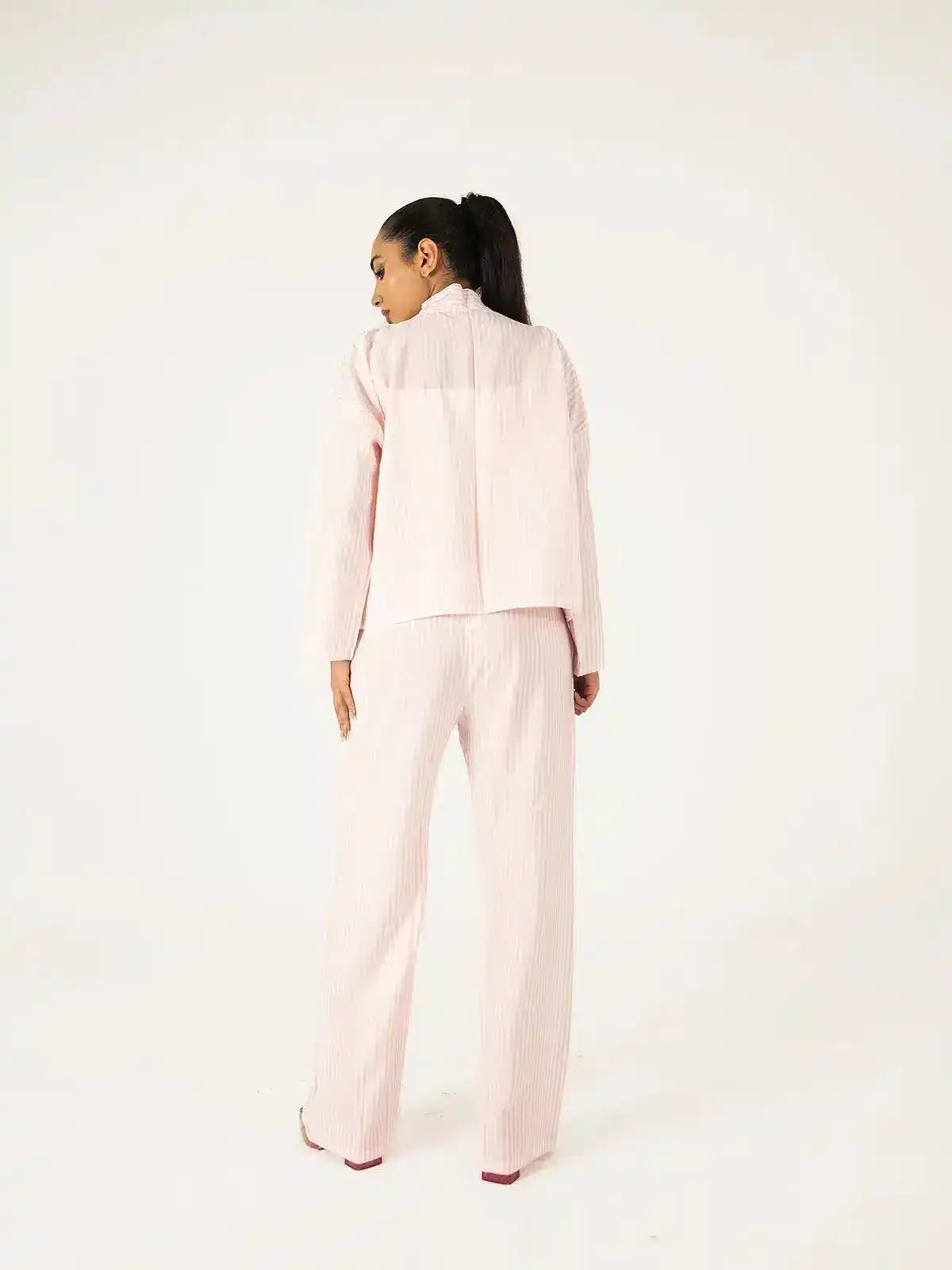 Pink Striped Two-Piece Set with Bow Detail