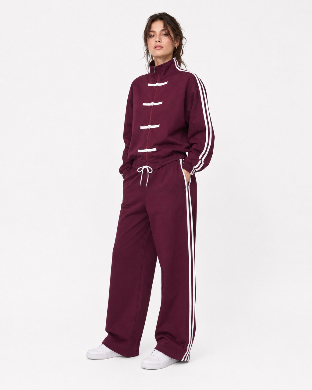 Faya Burgundy Imperial Set – jacket close-up
