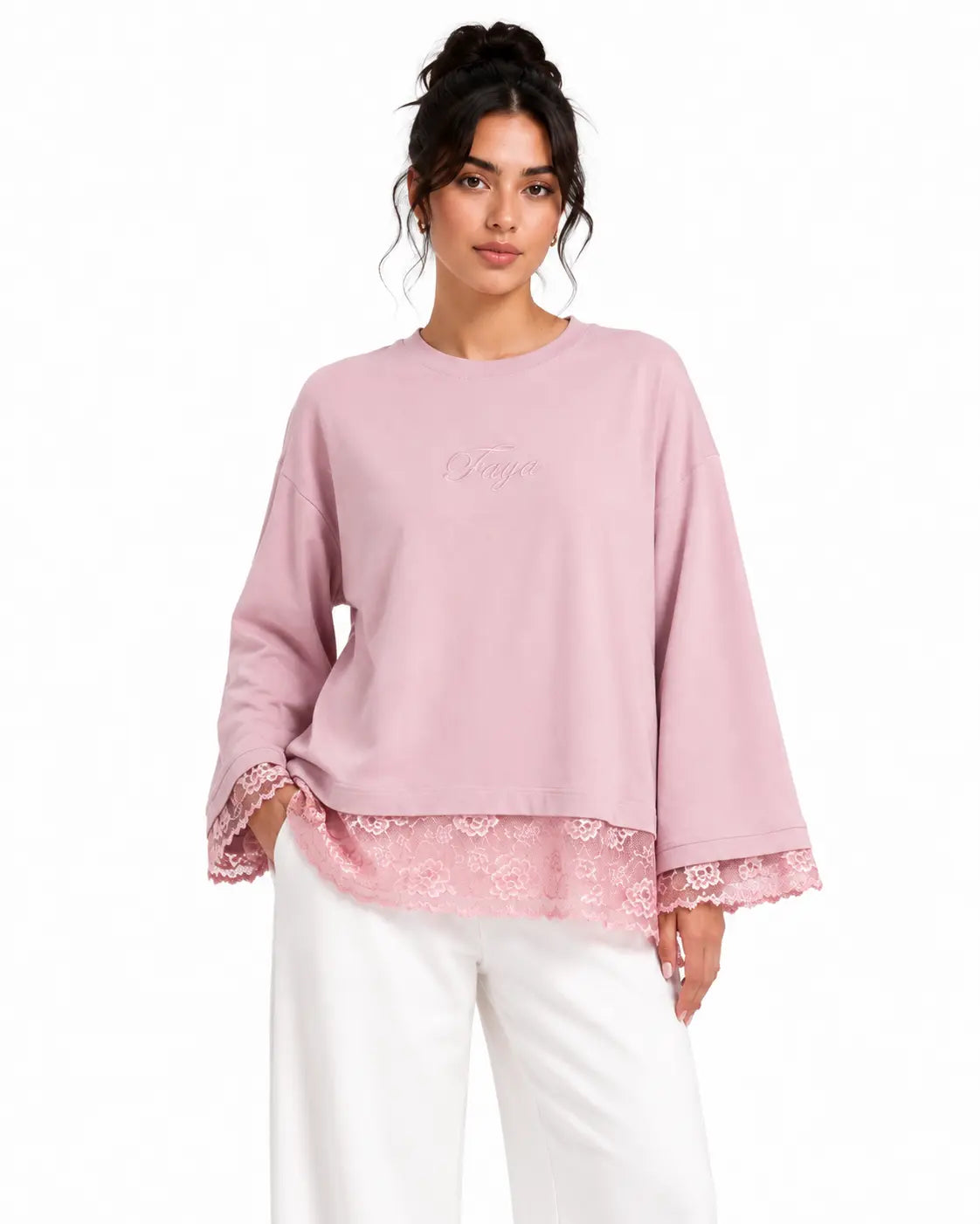 Pink Lace Tee - Faya