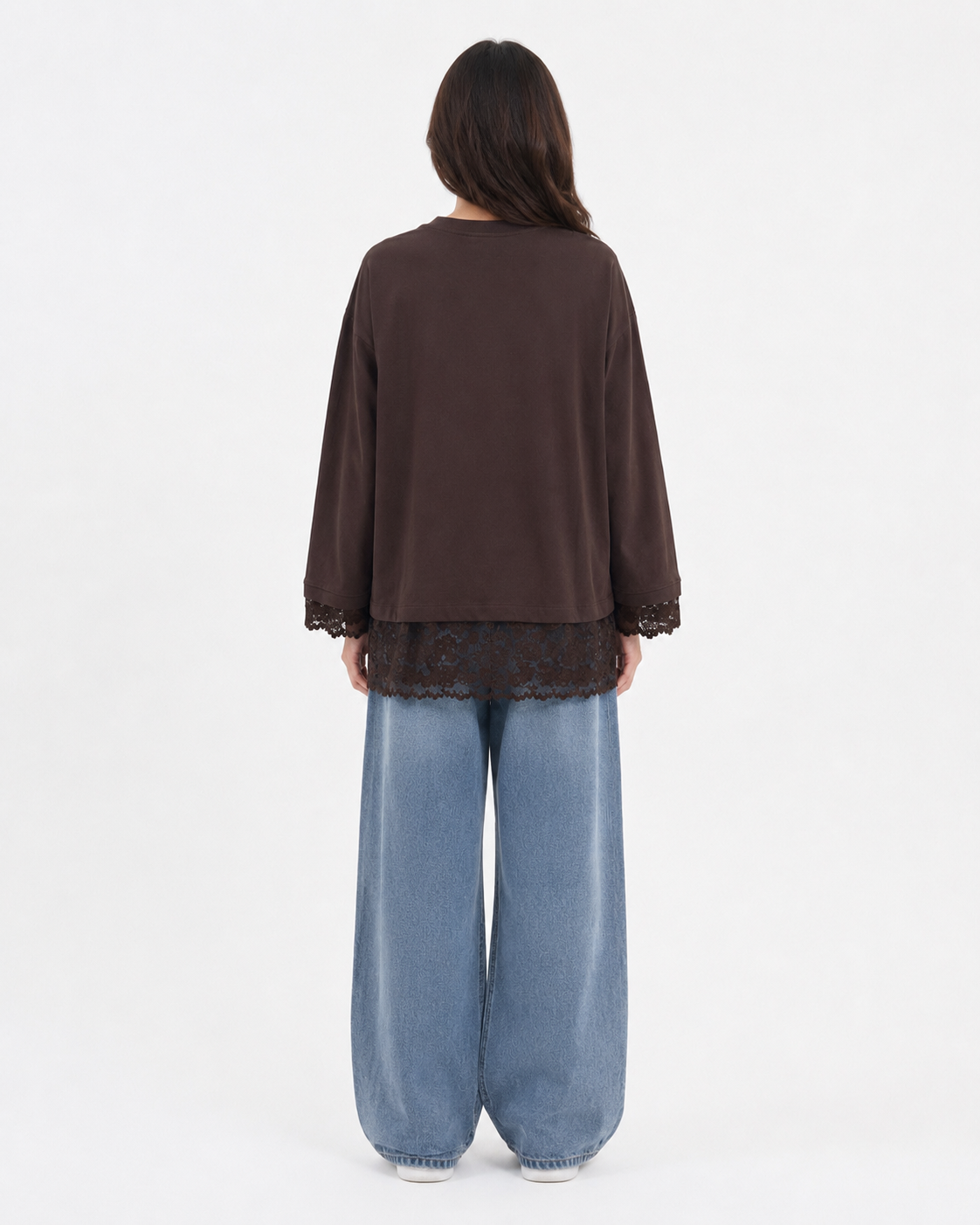 Brown Lace Tee -Faya