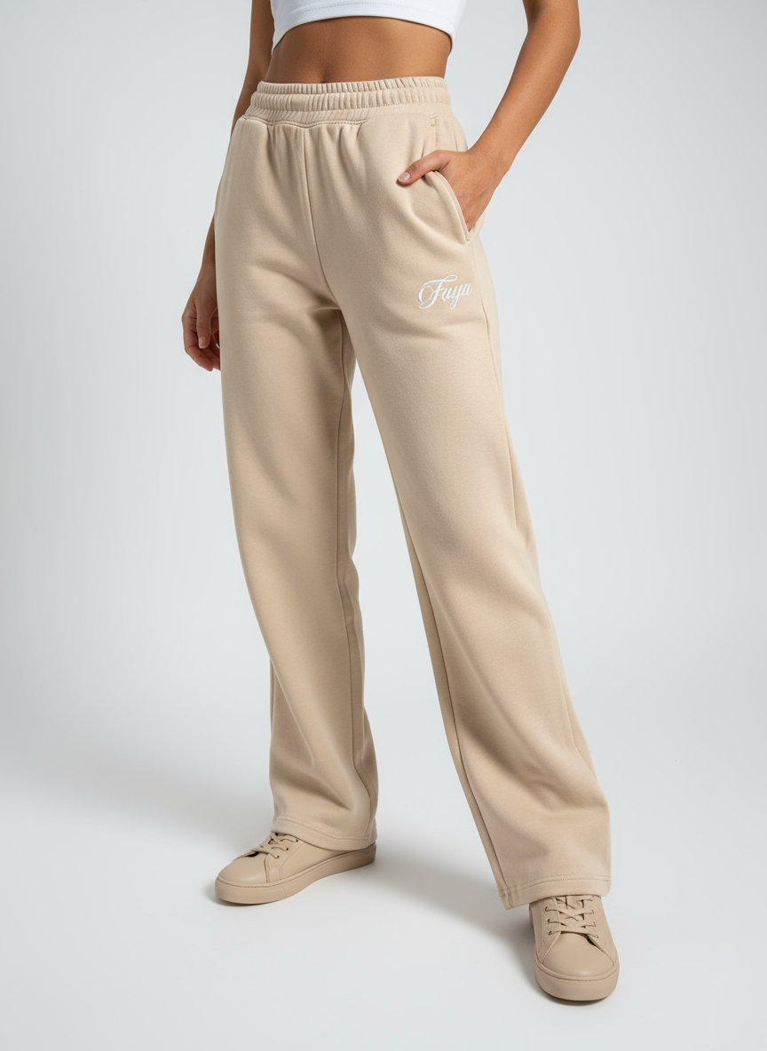 Faya Beige Lace-Sleeve Lounge Set – Soft Winter Elegance