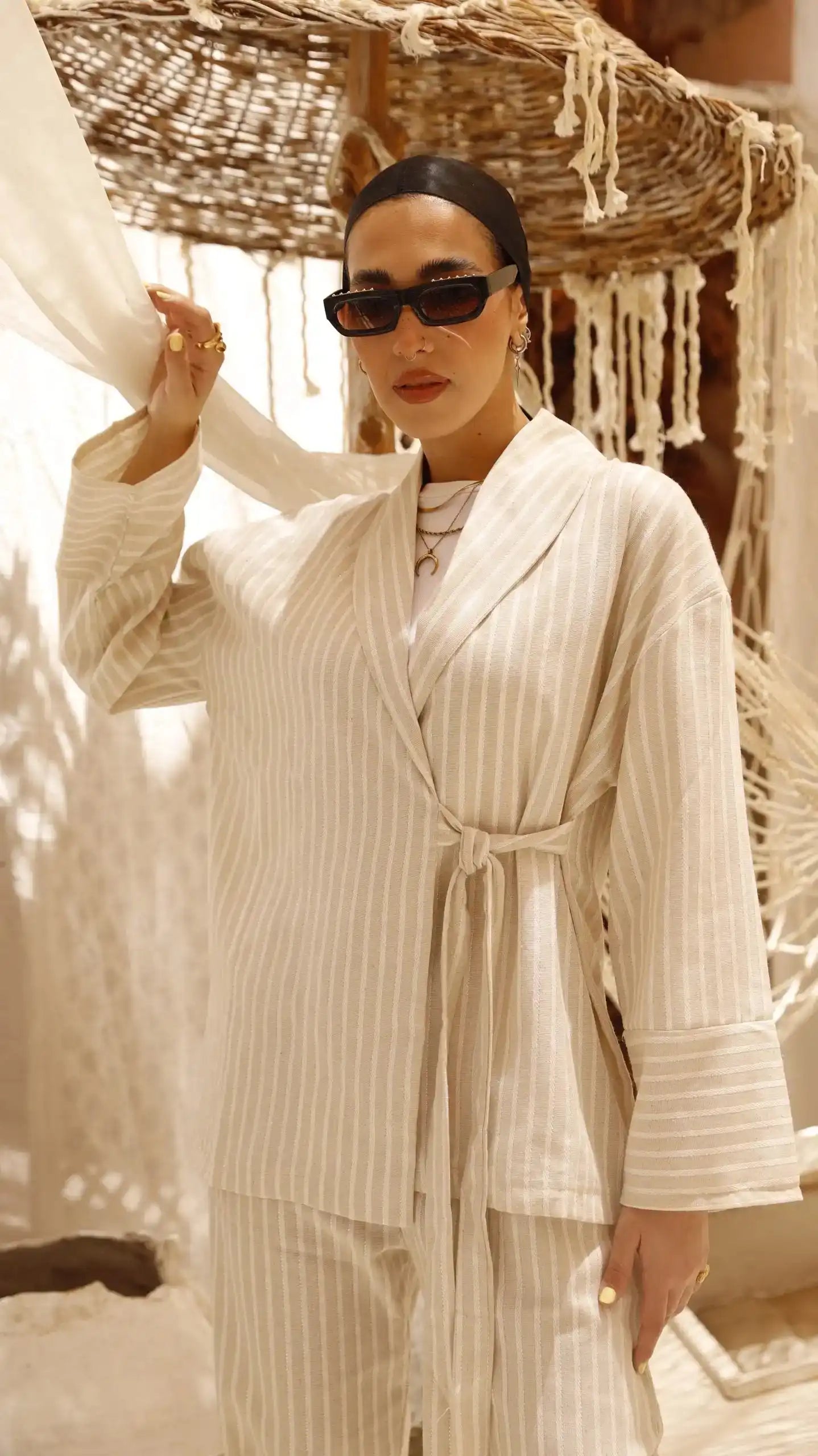 Pure stripped Linen set