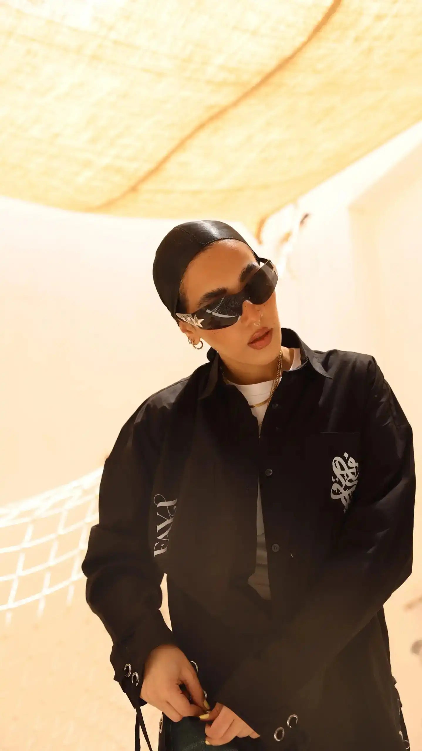 Typography Black straps Poplin Shirt