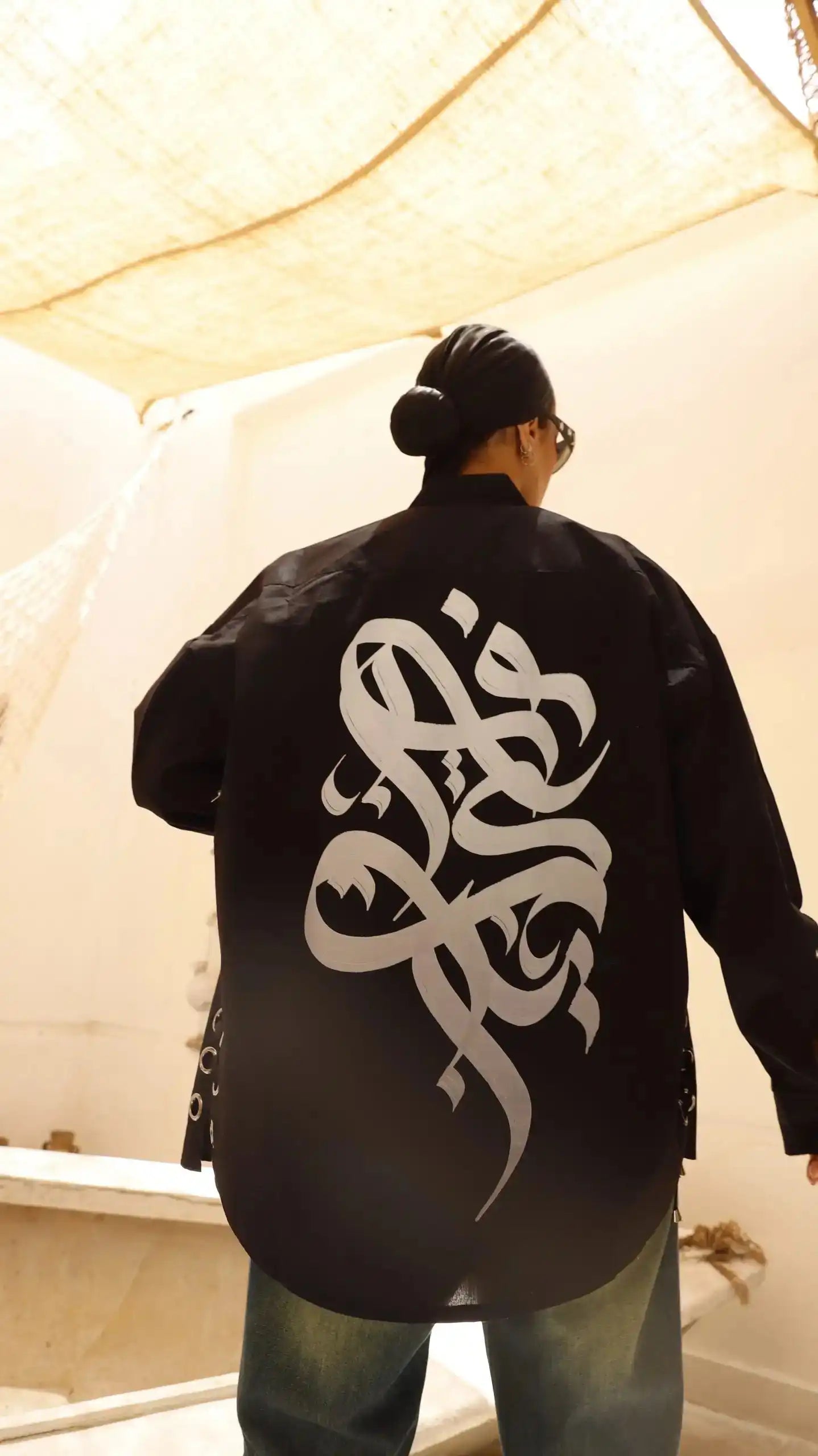 Typography Black straps Poplin Shirt