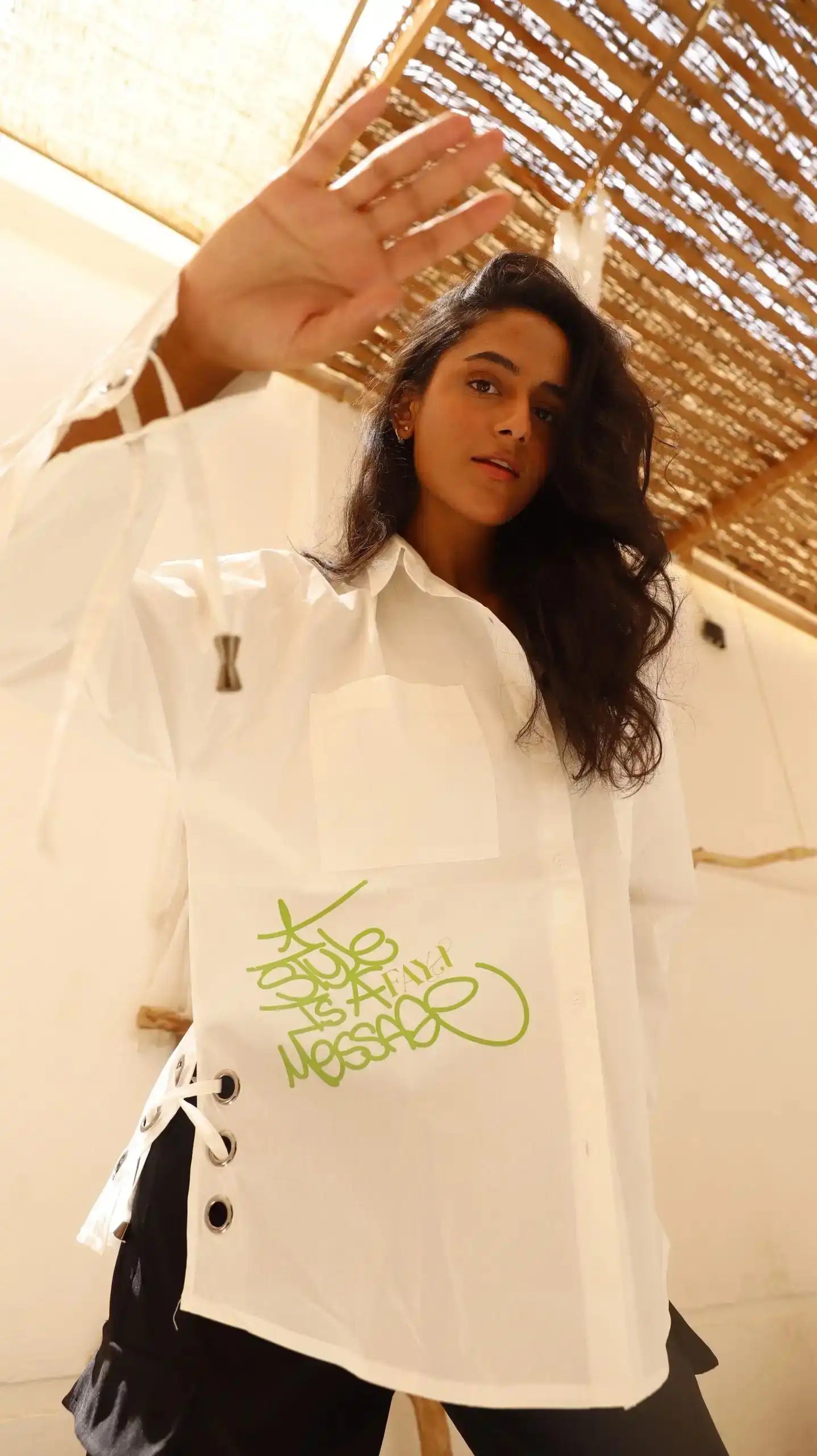 Super C White straps Poplin Shirt