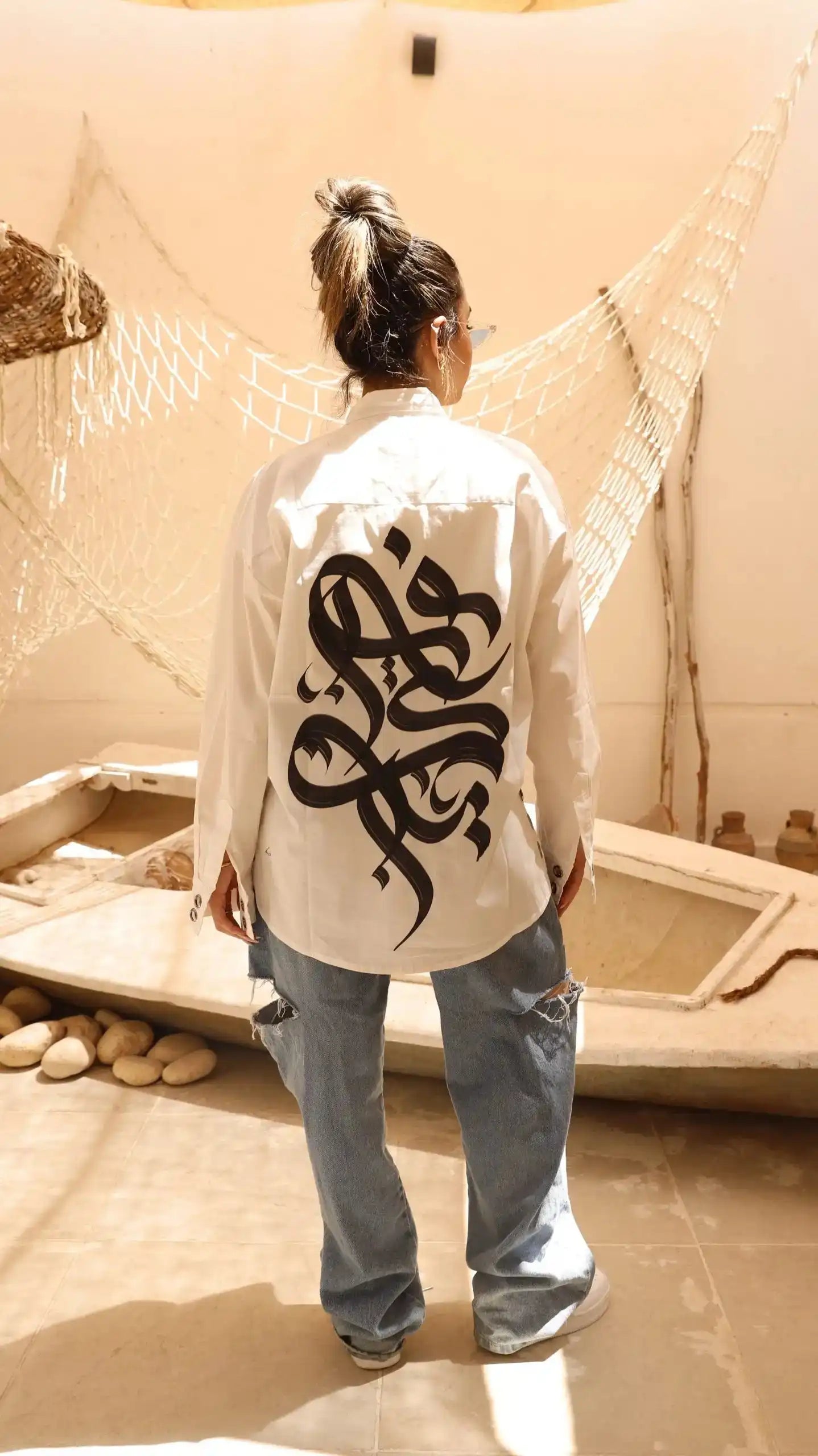 Typography White straps Poplin Shirt