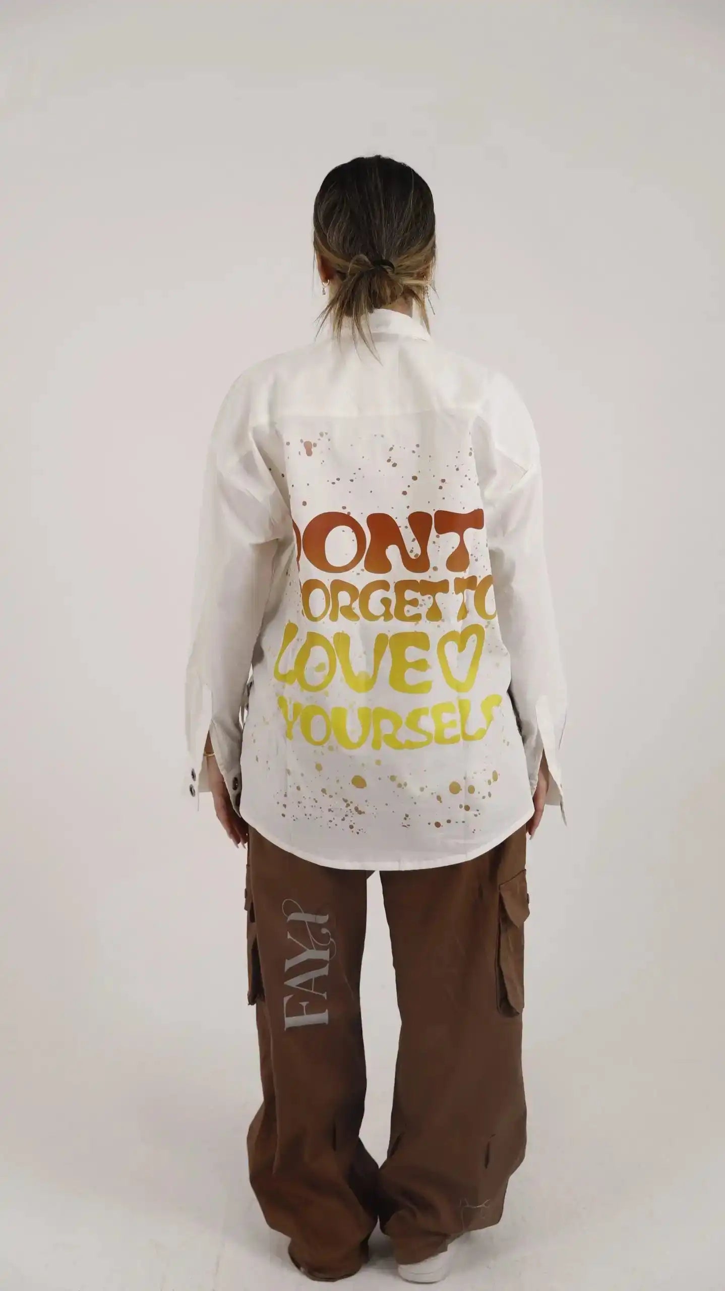 Love yourself White straps Poplin Shirt