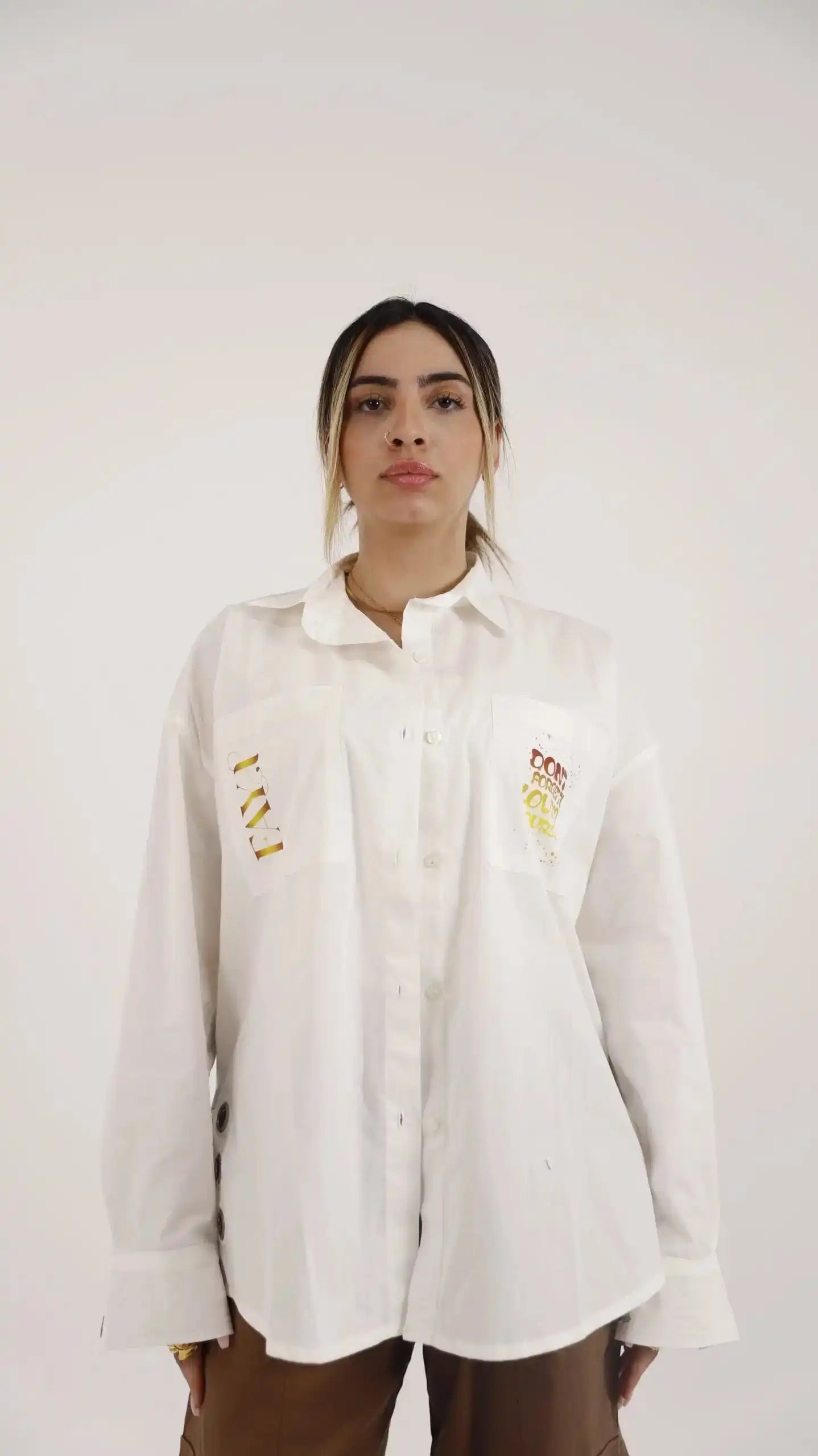 Love yourself White straps Poplin Shirt
