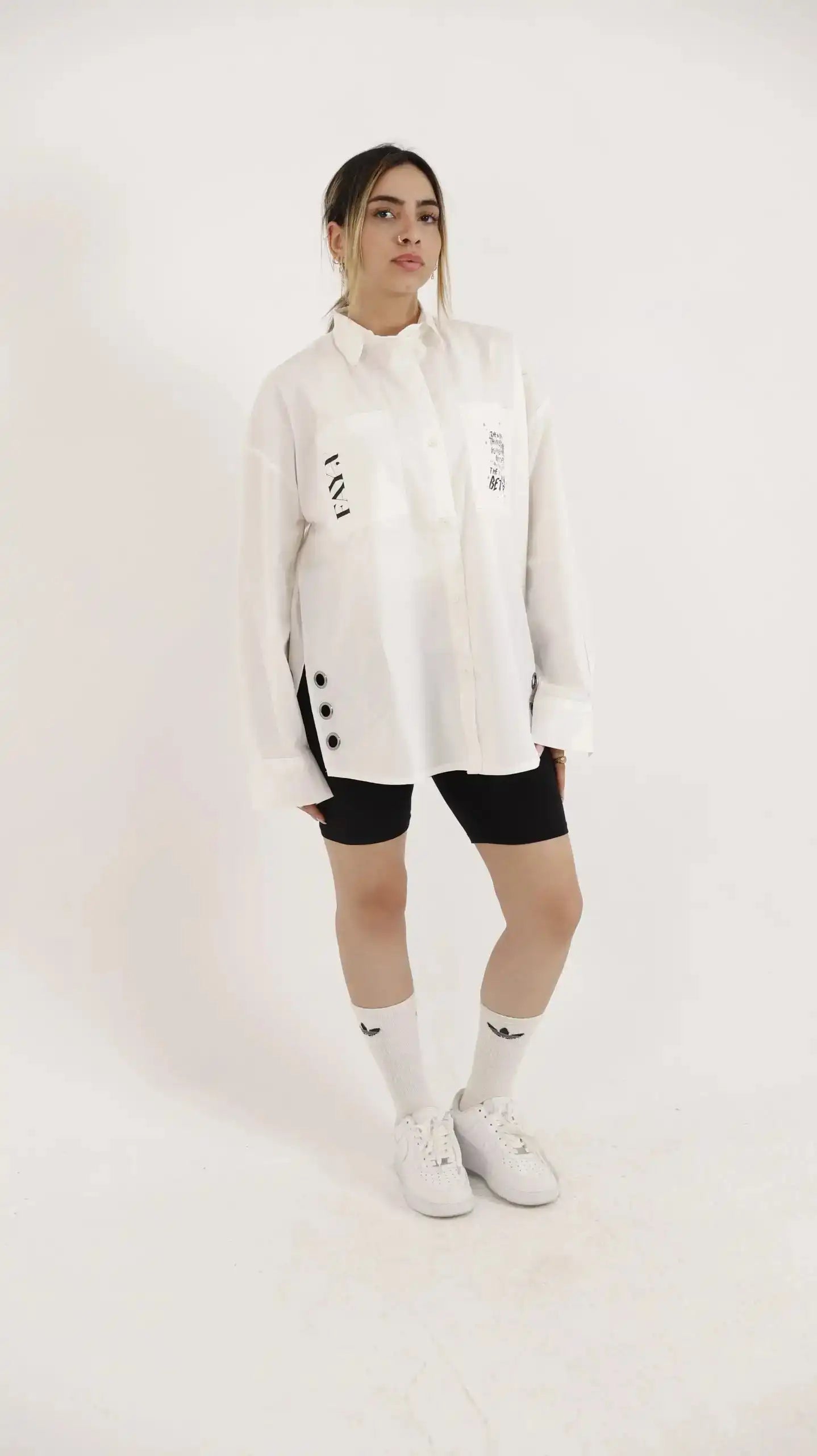 Everything is better White straps Poplin Shirt