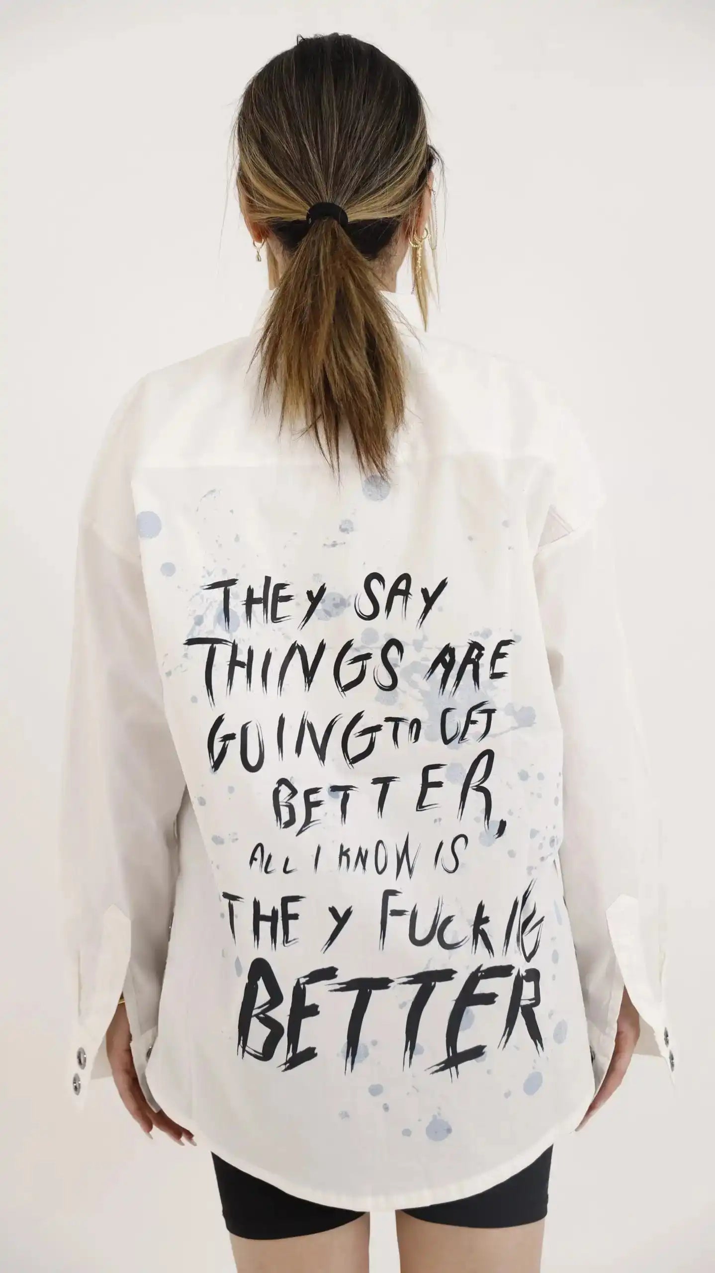 Everything is better White straps Poplin Shirt