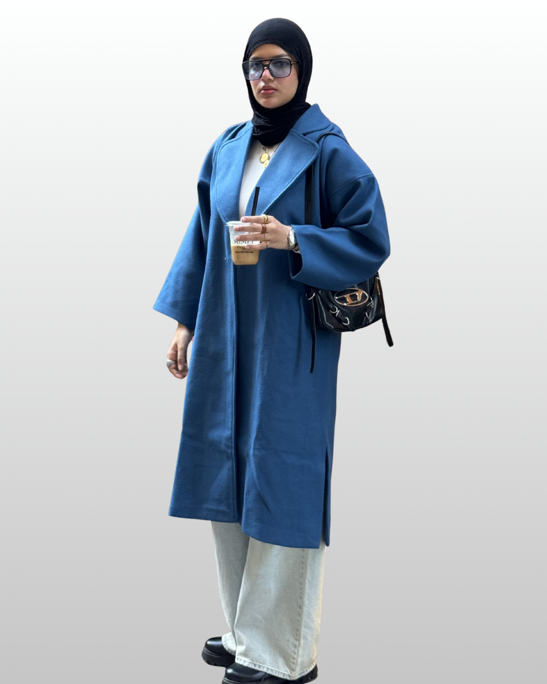 Minimal Long Coat – Deep Ocean Blue