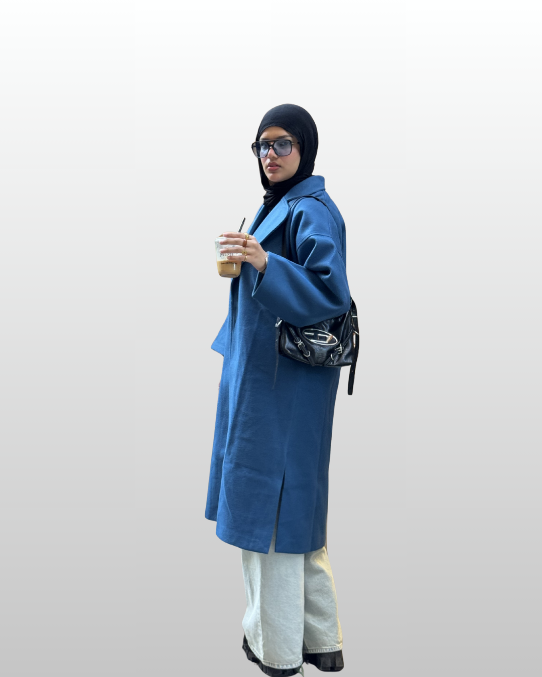 Minimal Long Coat – Deep Ocean Blue