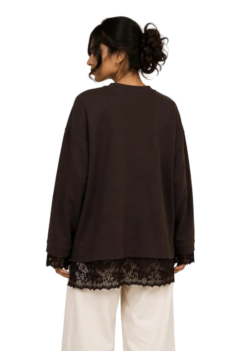 Brown Lace Tee -Faya