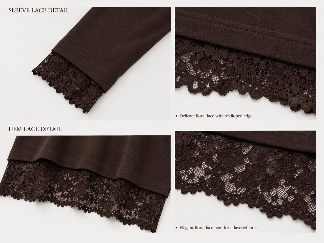 Brown Lace Tee -Faya